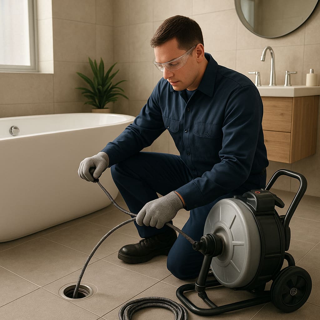 Techniker bei der Rohrreinigung